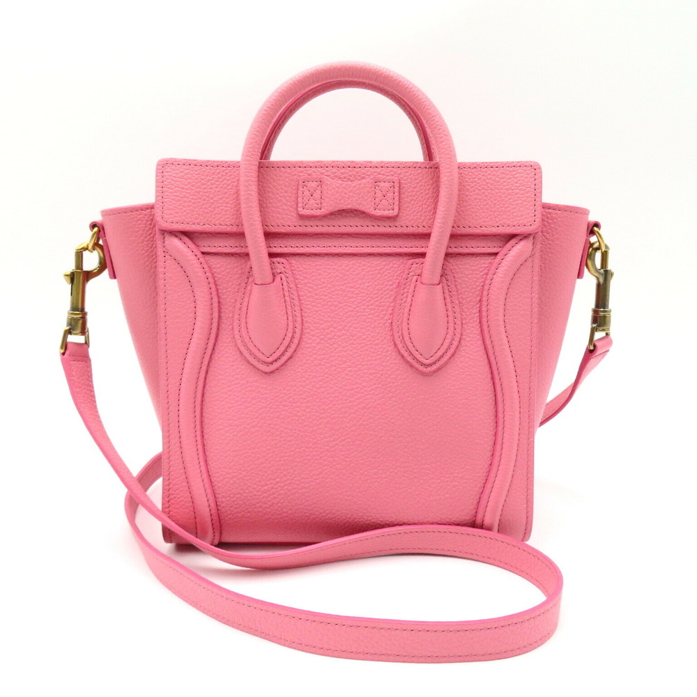 Celine Bag Nano Pink 2way Shoulder Leather Shopper